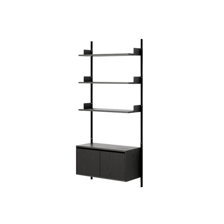 Wall Shelf 1900 Reol Med Døre Lav Sort Ask