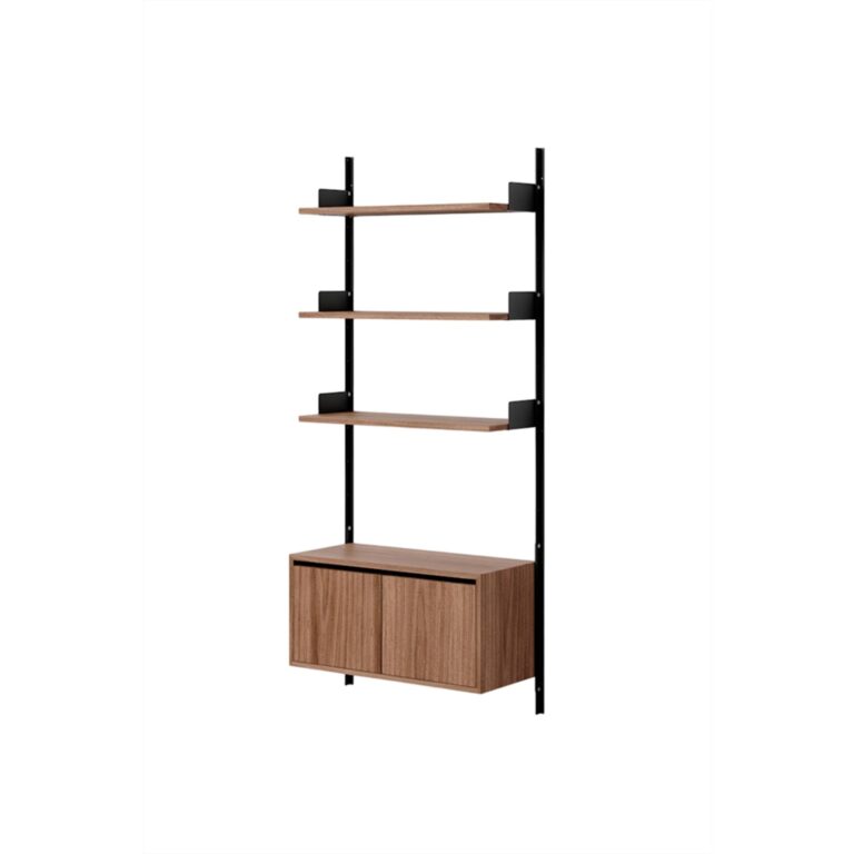 Wall Shelf 1900 Reol Med Døre Lav Valnød