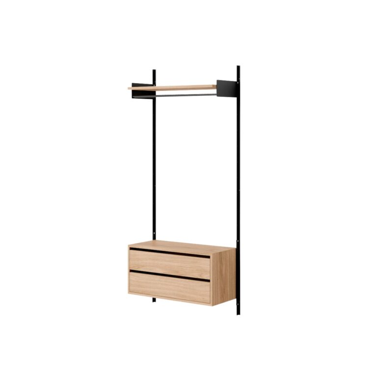 Wardrobe Shelf 1 Reol Med Skuffer Eg/Sort
