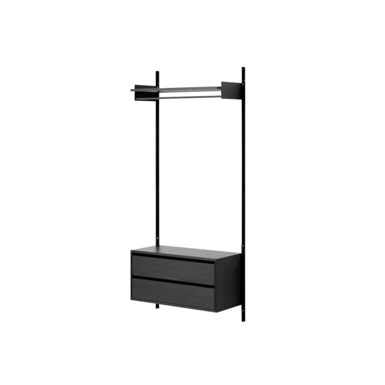 Wardrobe Shelf 1 Reol Med Skuffer Sort Ask