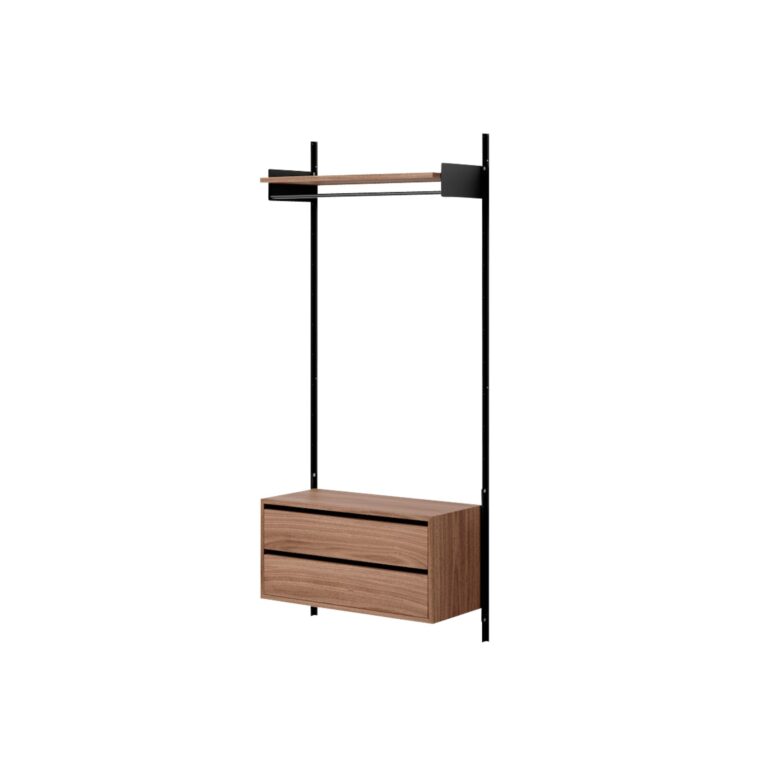 Wardrobe Shelf 1 Reol Med Skuffer Valnød