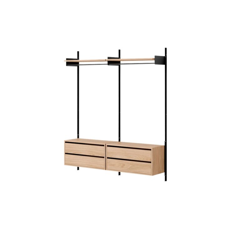 Wardrobe Shelf 2 Reol Med Skuffer Eg/Sort