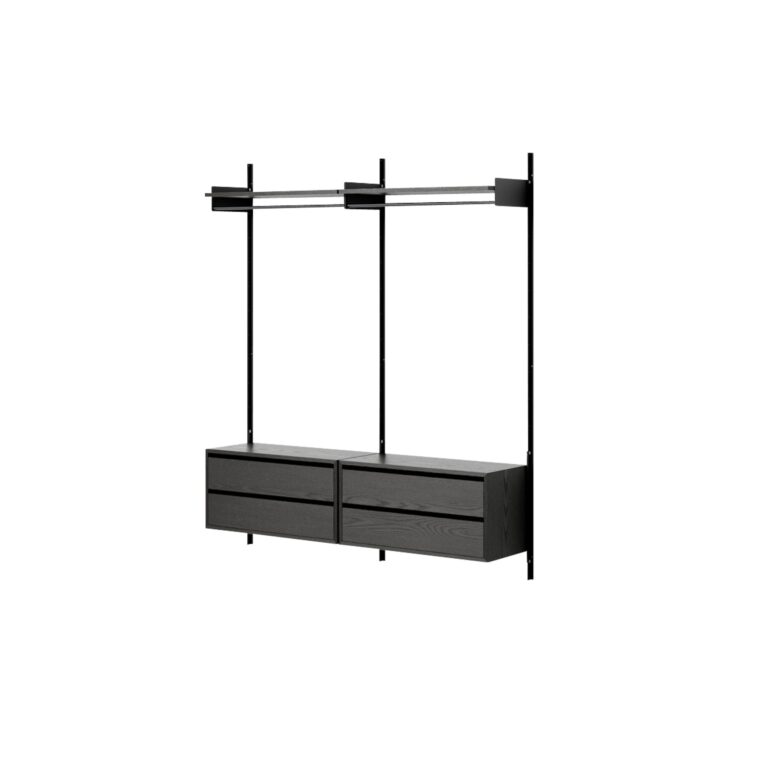 Wardrobe Shelf 2 Reol Med Skuffer Sort Ask