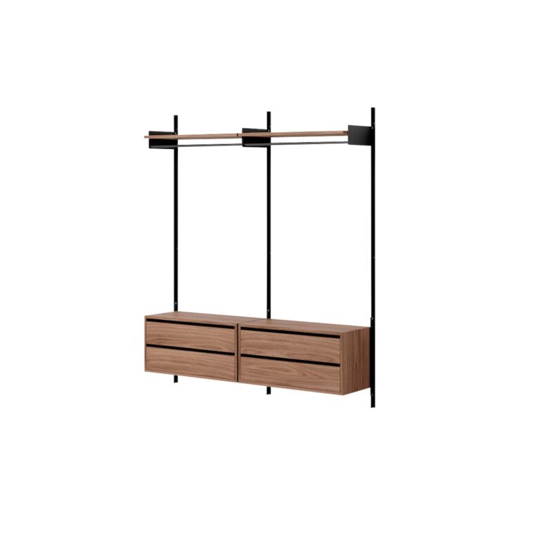 Wardrobe Shelf 2 Reol Med Skuffer Valnød