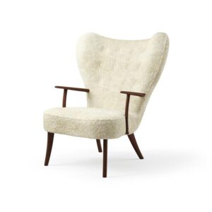 Warm Nordic Pragh Lænestol Sheepskin Off White/Oileret Valnød