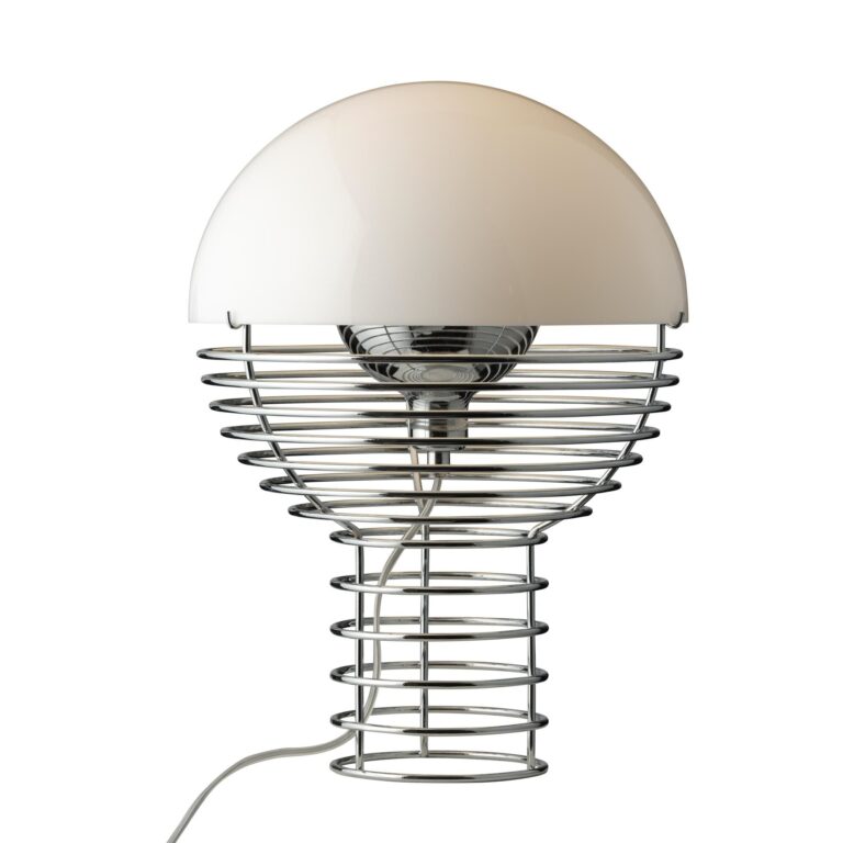 Wire Bordlampe Ø30 Krom/Hvid