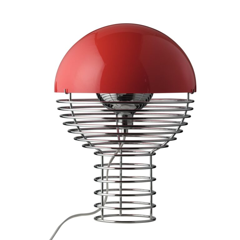 Wire Bordlampe Ø30 Krom/Rød
