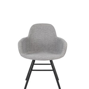 ZUIVER Albert Kuip Soft lænestol, m. armlæn - lysegrå polyester og sort asketræ