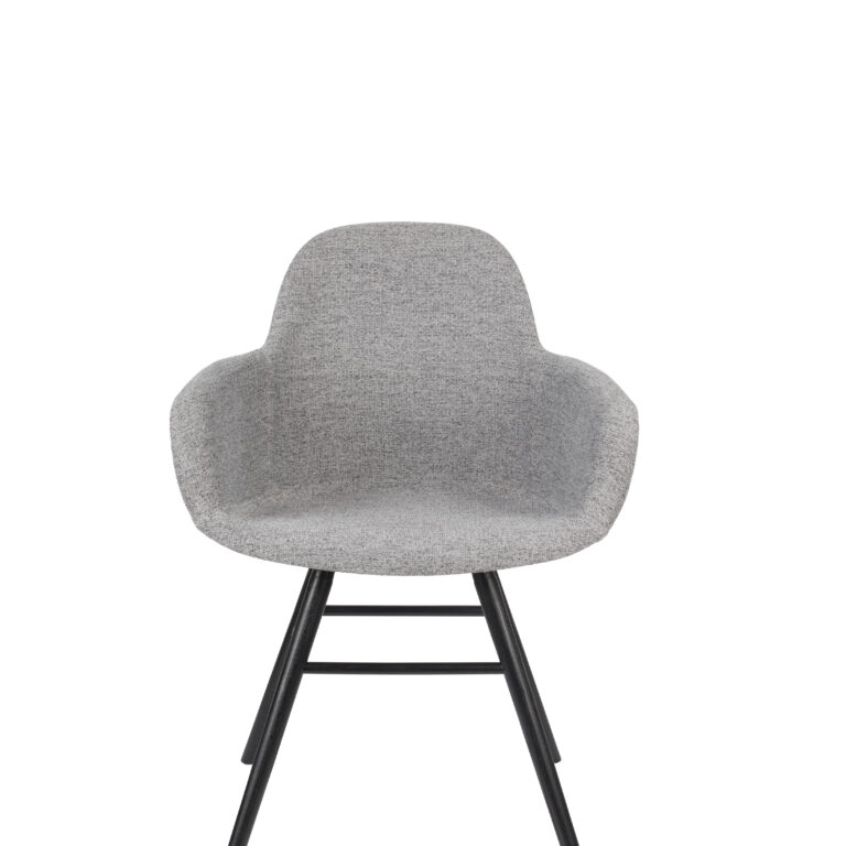 ZUIVER Albert Kuip Soft lænestol, m. armlæn - lysegrå polyester og sort asketræ