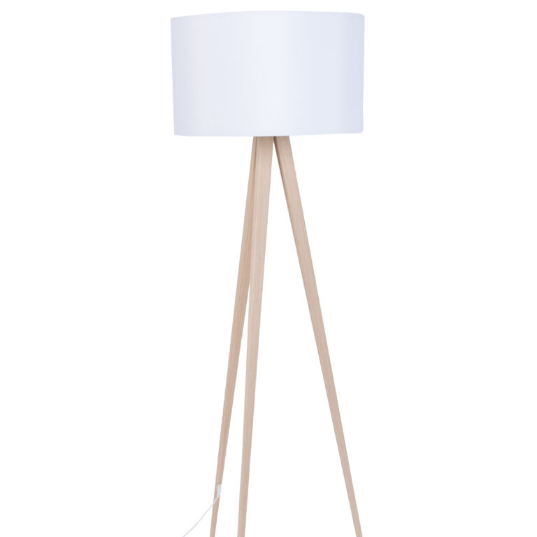 ZUIVER Tripod gulvlampe - hvid og natur træ